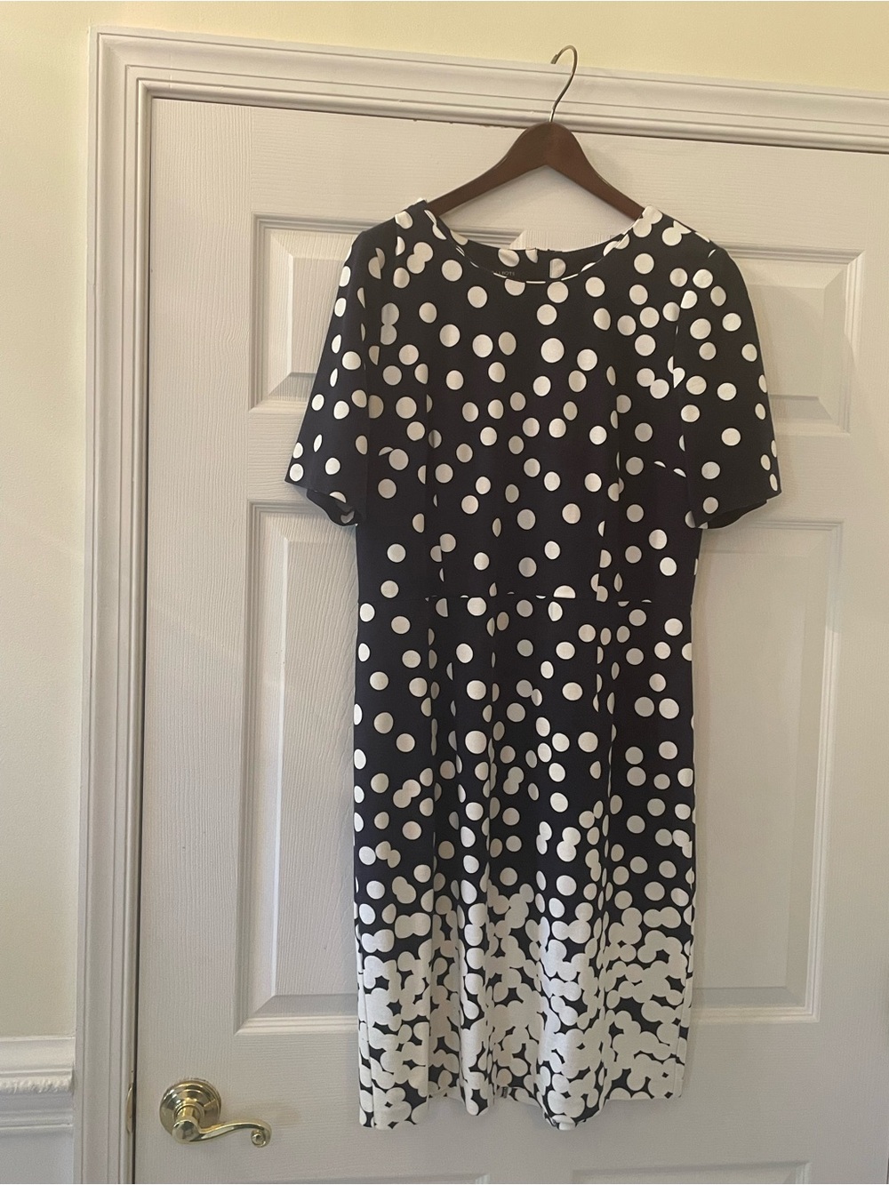 Talbots Navy and White Polka Dot Midi Dress - 12